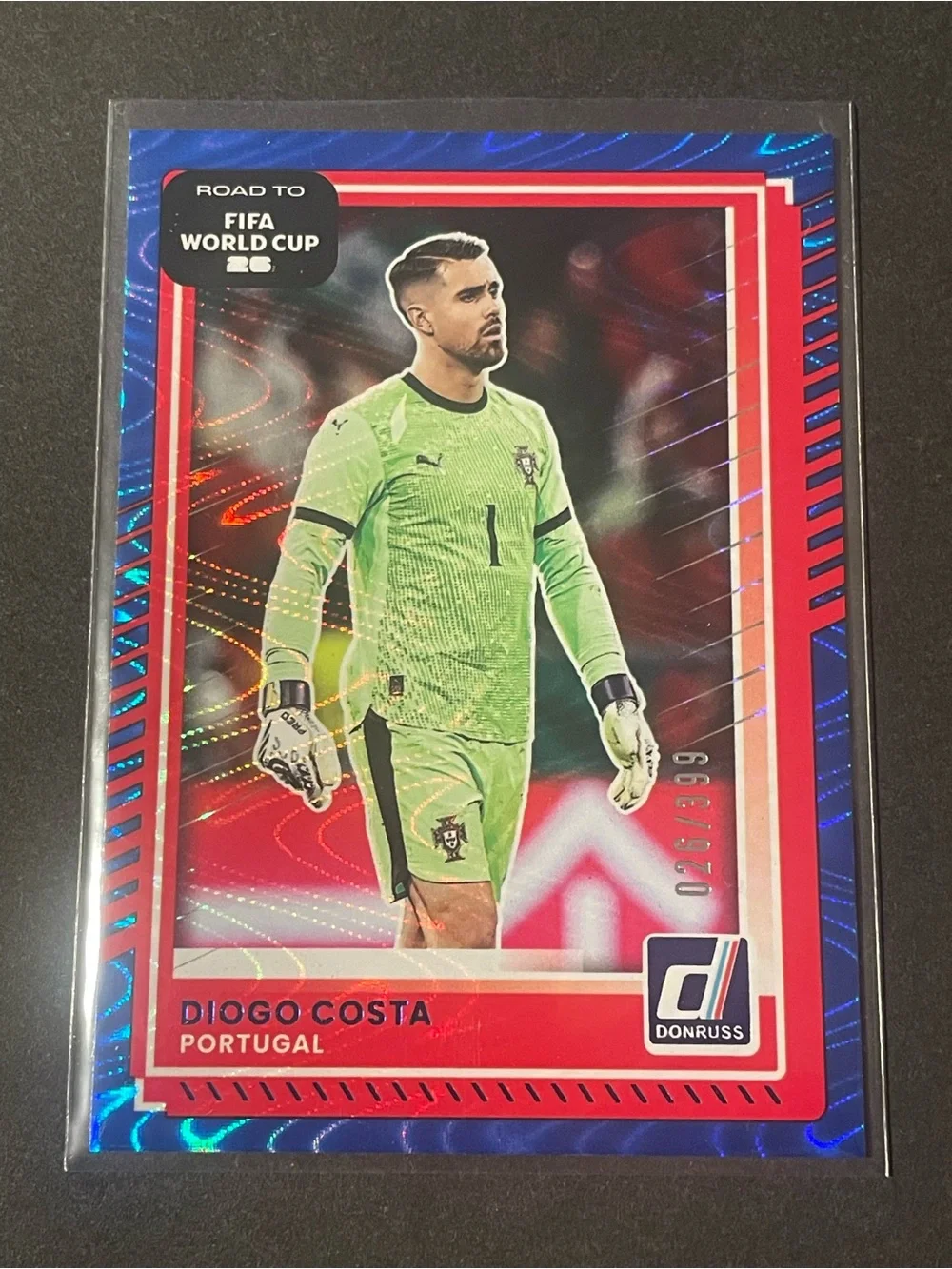 2025-26 Road To FIFA World Cup Diogo Costa Blue Swirl 026/399 Portugal Card